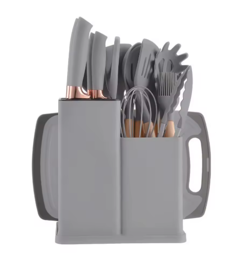 Utensilios de cocina 19 piezas – Juego cuadrado con mango antideslizante