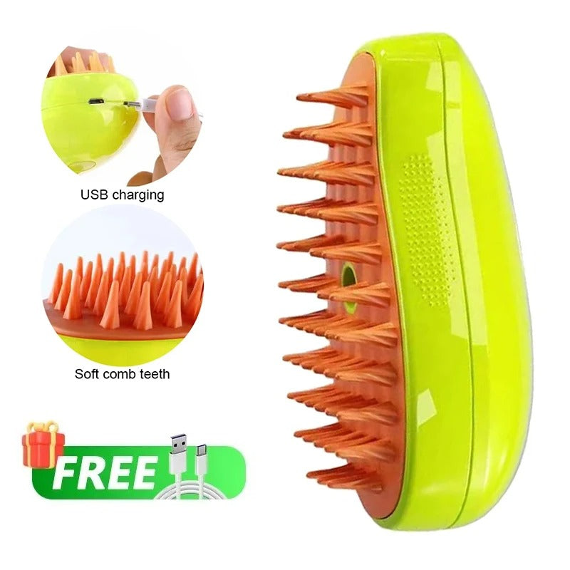 Cepillo Vaporizador 3 en 1 para Mascotas: Limpieza, Cuidado y Salud en un Solo Paso