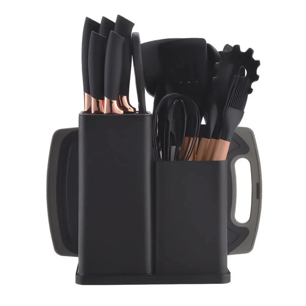 Utensilios de cocina 19 piezas – Juego cuadrado con mango antideslizante